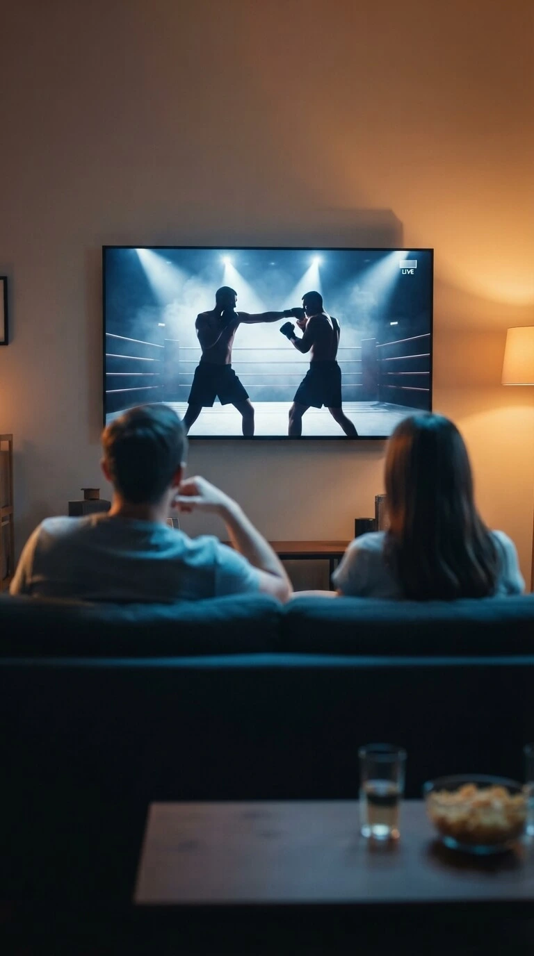 People watching a PPV boxing and MMA fight night on 4K IPTV streams